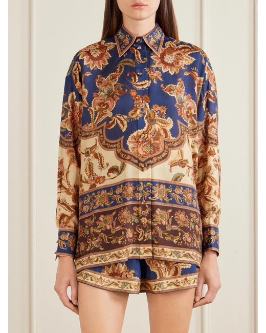 Zimmermann Blue Aster Printed Silk Shirt