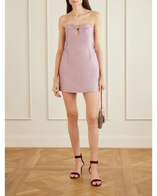 BERNADETTE Pink Charlotte Strapless Bow-Detailed Satin Mini Dress