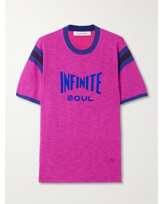 Wales Bonner Pink Soul Flocked Cotton-Blend T-Shirt