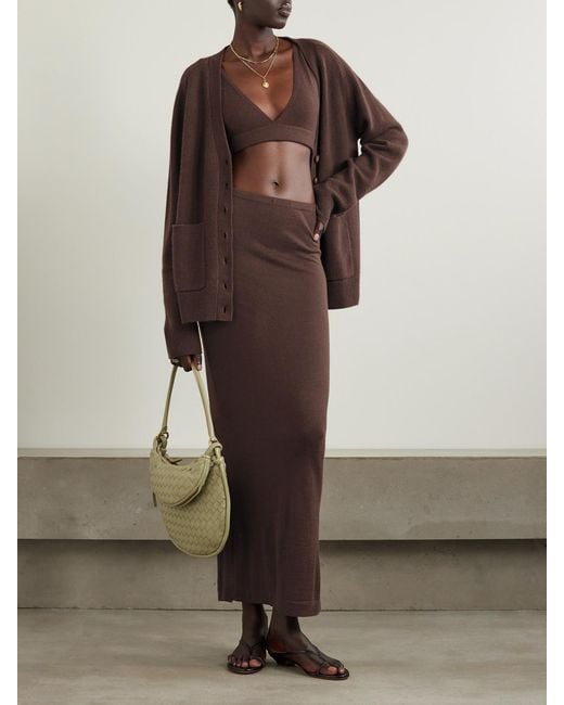 ÉTERNE Brown Emma Cashmere Maxi Skirt