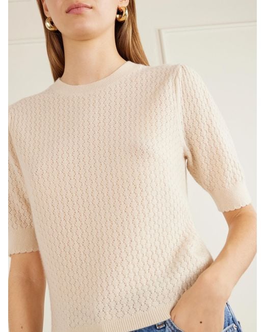 FRAME Natural The Gathered Honeycomb Cashmere Sweater