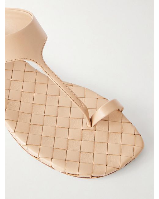 Bottega Veneta Natural Livia Intrecciato Leather Sandals