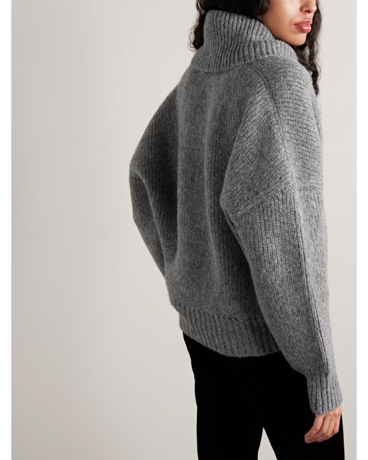 Saint Laurent Gray Pullover Aus Einer Alpakawollmischung Mit Schalkragen
