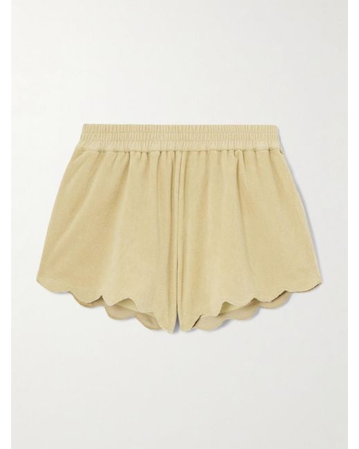 Marysia Swim Natural Bellini Scalloped Cotton-Blend Terry Shorts
