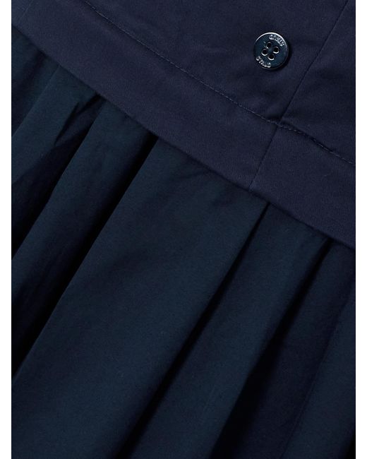 Staud Blue Harrington Open-Back Pleated Cotton-Twill And Poplin Halterneck Maxi Dress