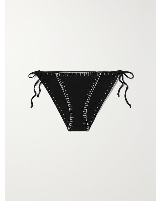 Marysia Swim Black Sole Embroidered Seersucker Bikini Briefs