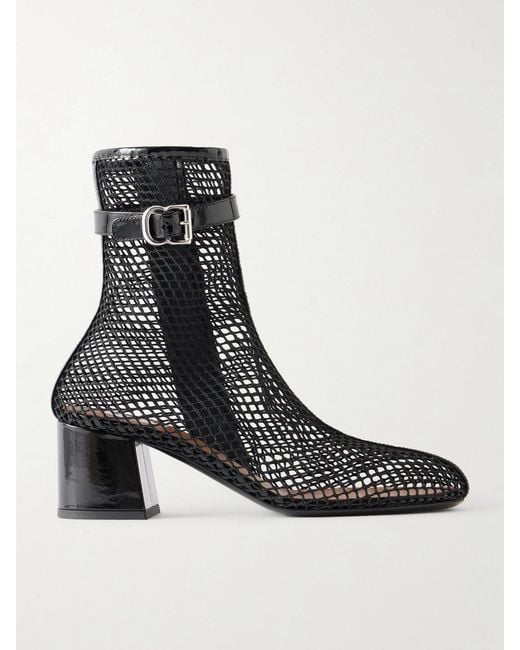 Alaïa Black Fishnet 55 Leather Ankle Boots