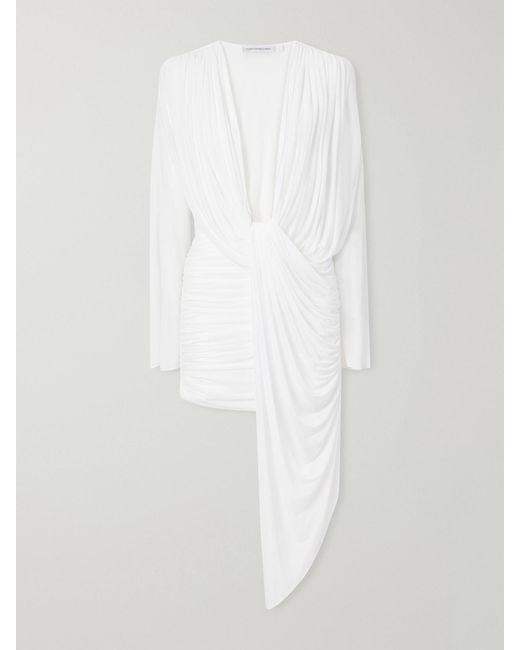 Christopher Esber White Ripple Draped Jersey Mini Dress