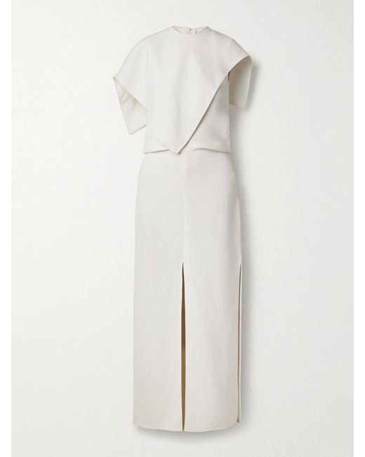 Proenza Schouler White Selene Asymmetric Draped Stretch-Crepe Maxi Dress