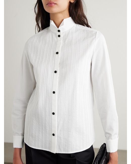 Loro Piana White Hadiya Pleated Cotton-Poplin Shirt