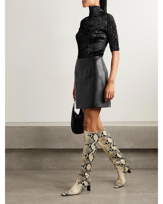Theory Black Leather Mini Skirt