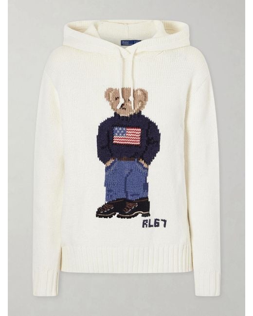 Polo Ralph Lauren White Cotton And Linen-Blend Hoodie