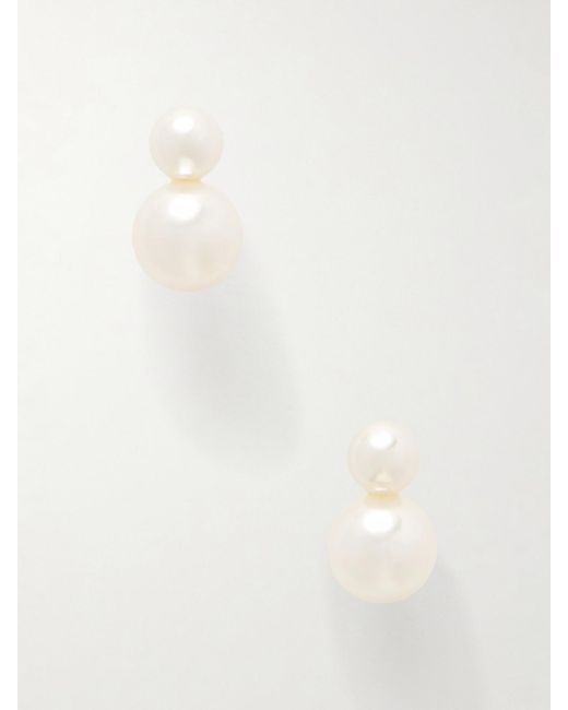 Jennifer Behr White Iris-Tone Pearl-Like Earrings