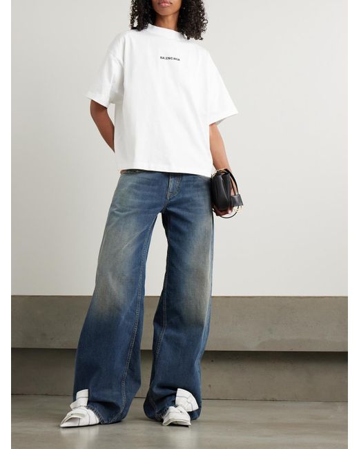 Balenciaga Blue Mid-Rise Wide-Leg Jeans