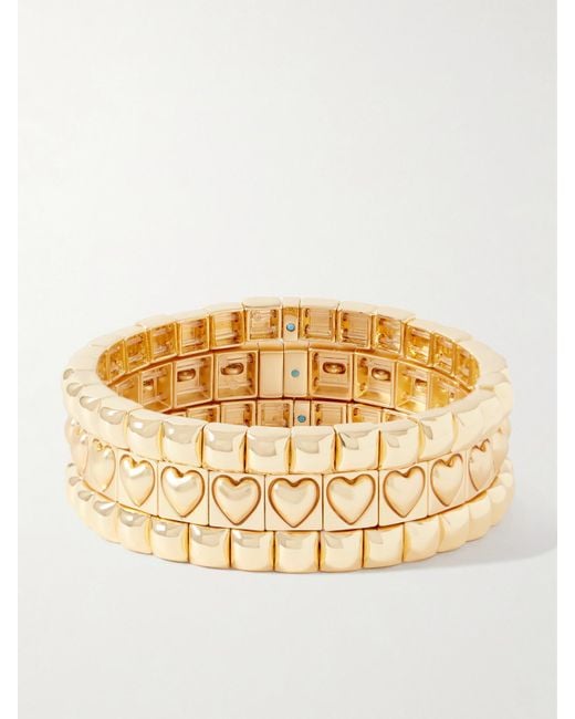 Roxanne Assoulin Metallic The Puffy Heart Stud Set Of Three-Tone Bracelets