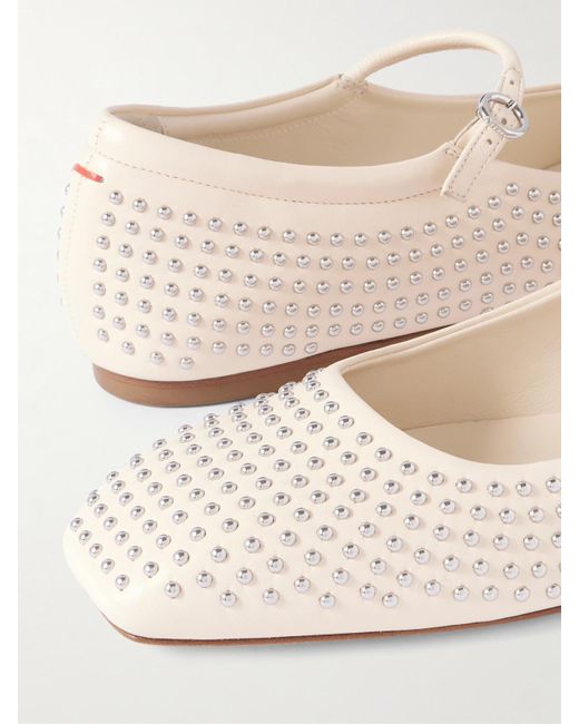 Aeyde Natural Uma Studded Leather Mary Jane Ballet Flats