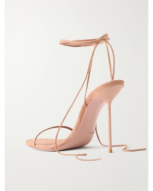 Paris Texas Natural Lidia 105 Embellished Lace-Up Suede Sandals