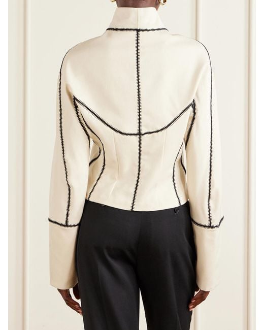 DIOTIMA Natural Idolo Stitch-Detailed Wool-Gabardine Jacket
