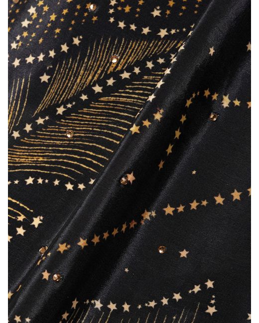 Pantalon Droit En Crêpe De Chine Imprimé À Cristaux Farm Rio en coloris Black