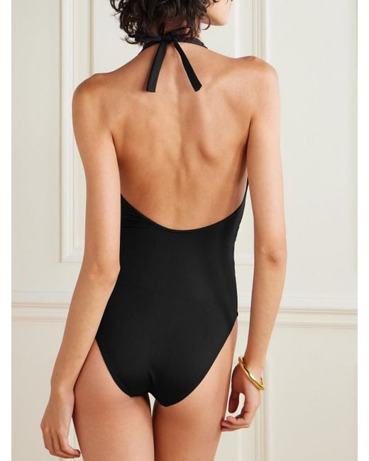 Eres Black Couture Bow-Detailed Halterneck Swimsuit