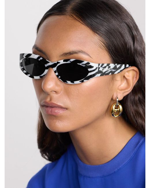 Céline Metallic Monochroms Cat-Eye Zebra-Print Acetate Sunglasses