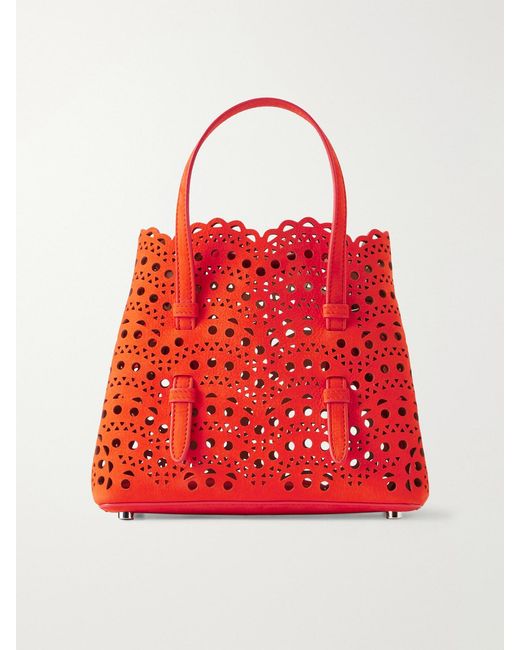 Alaïa Red Mina 20 Laser-Cut Leather Tote