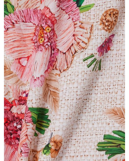 Mary Katrantzou Pink Etta Floral-Print Cotton-Poplin Midi Skirt