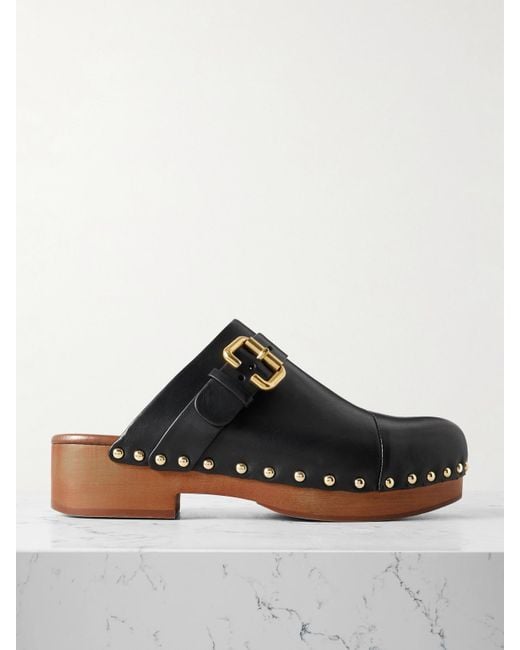 Chloé Black Jeannette Embellished Leather Clogs
