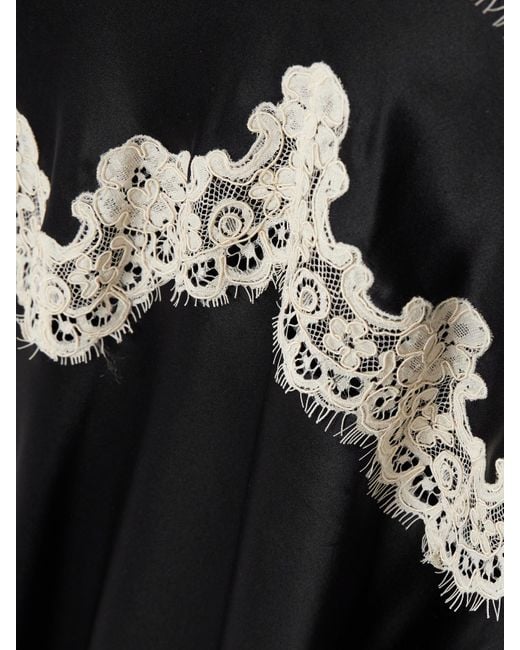 Doen Black Obelia Corded Lace-Trimmed Silk-Satin Midi Dress