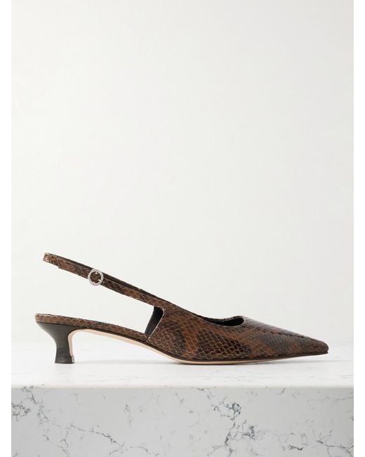 Aeyde Natural Catrina Slingback-Pumps Aus Leder Mit Schlangeneffekt