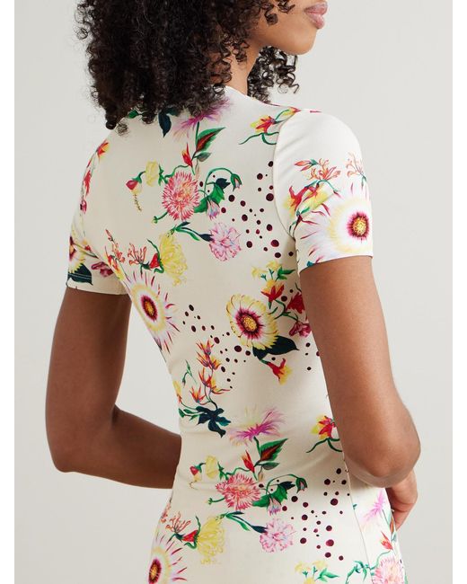 Rabanne Gray Floral-Print Jersey T-Shirt