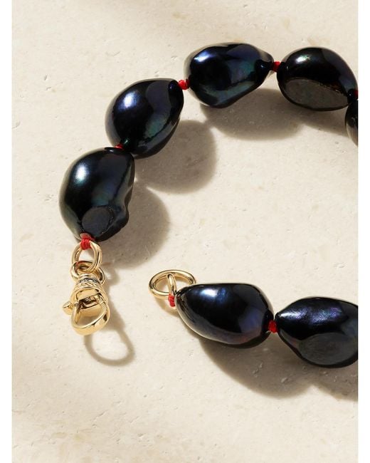 Lucy Delius Black 14-Karat, Diamonds And Pearl Bracelet