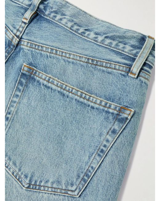 FRAME Blue The Vertical Crop High-Rise Straight-Leg Jeans