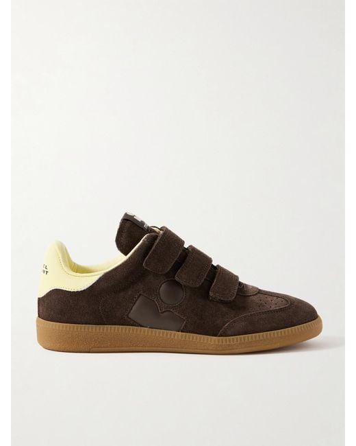 Isabel Marant Women's Brown Beth Leather-Trimmed Suede Sneakers
