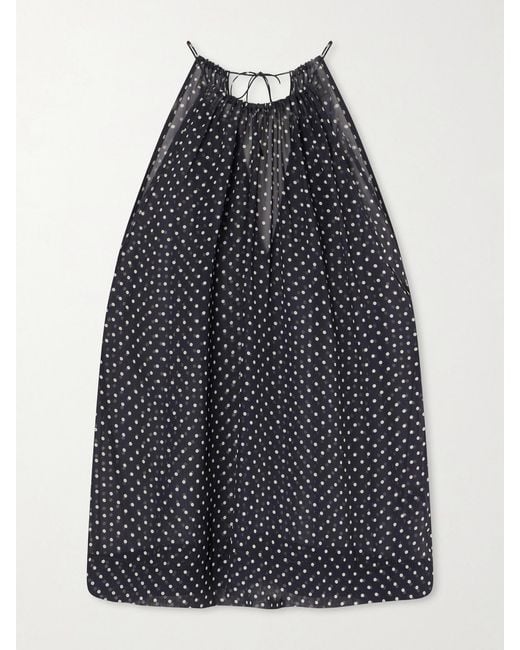 Nili Lotan Blue Nikki Halterneck Polka-Dot Silk Tank