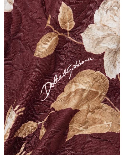 Dolce & Gabbana Brown Floral-Print Cotton-Blend Jacquard Skirt