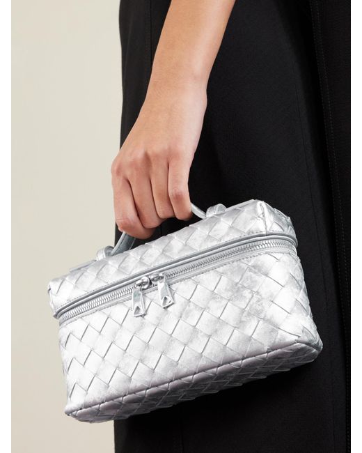 Bottega Veneta Gray Bang Bang Intrecciato Distressed Metallic Leather Tote