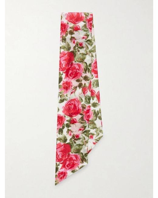 Chloé White Floral-Print Silk-Georgette Scarf