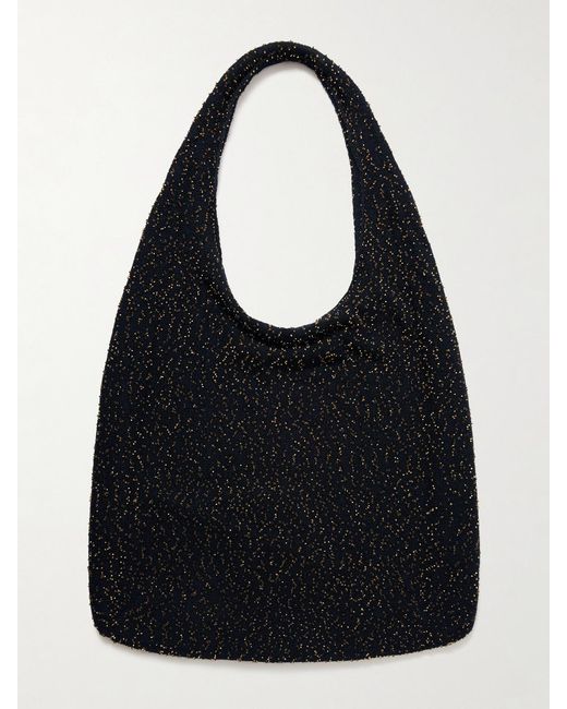 Gabriela Hearst Black Manasa Bead-Embellished Cashmere Shoulder Bag