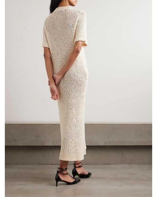 LIBEROWE White Ollie Open-Knit Maxi Dress