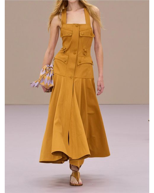 Zimmermann Yellow Luna Embellished Paneled Cotton-Drill Midi Dress