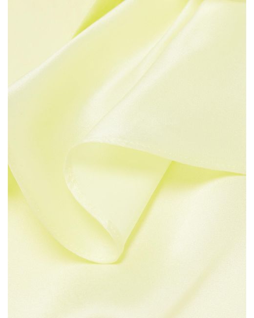 Alessandra Rich Yellow Tie-Detailed Ruffled Silk-Satin Midi Dress