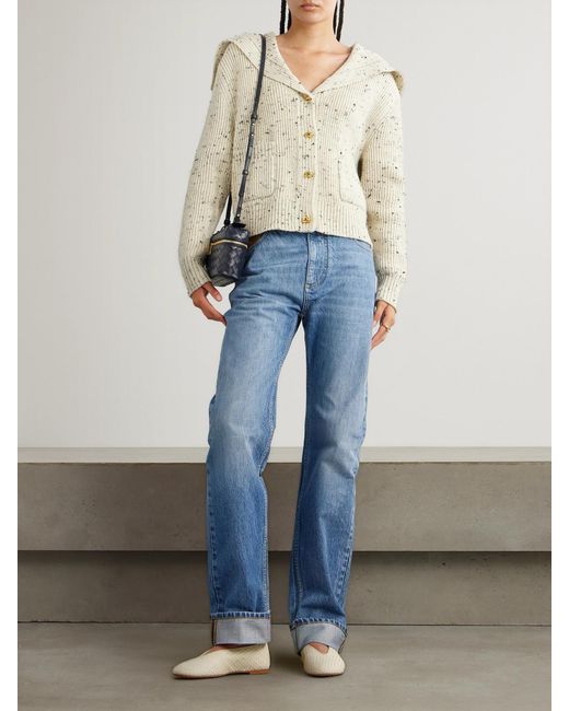 Bottega Veneta Natural Ribbed Wool-Blend Cardigan