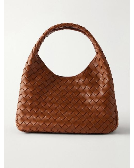 Bottega Veneta Brown Campana Large Intrecciato Leather Shoulder Bag