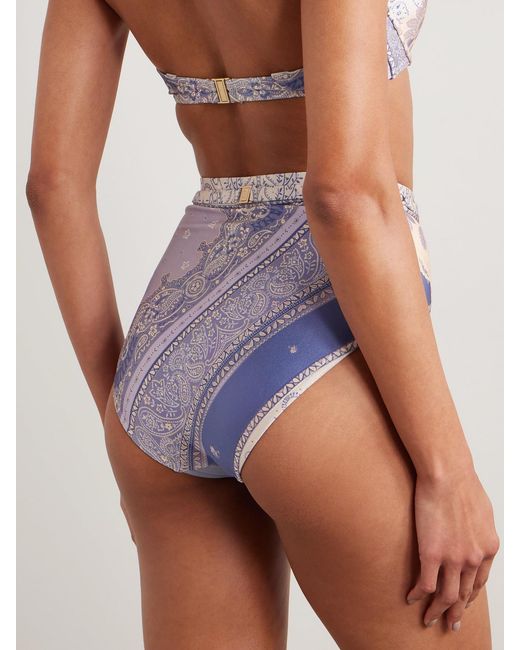 Zimmermann Pink Lucky Belted Printed Bikini Briefs