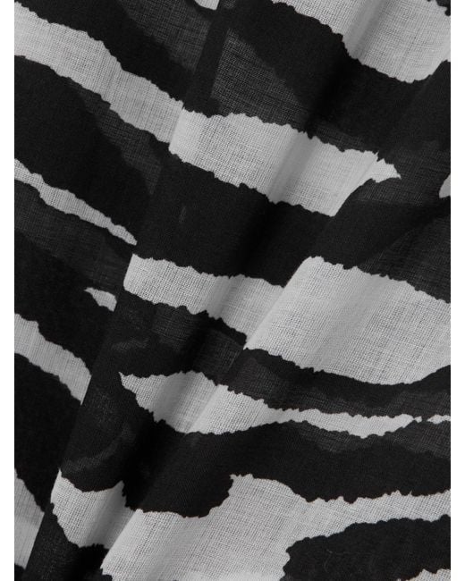 The Attico White Hose Mit Weitem Bein Aus Baumwoll-Voile Mit Zebraprint
