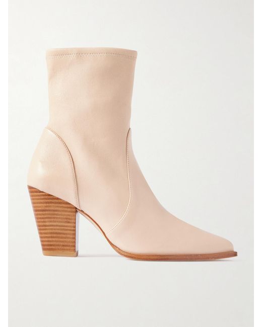 Stuart Weitzman Natural Jolene Leather Ankle Boots