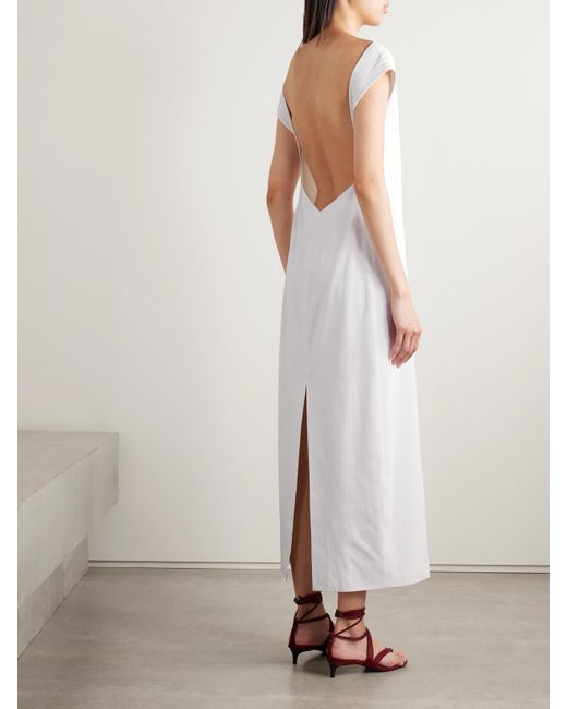 Khaite White Ayame Open-Back Cotton-Canvas Midi Dress