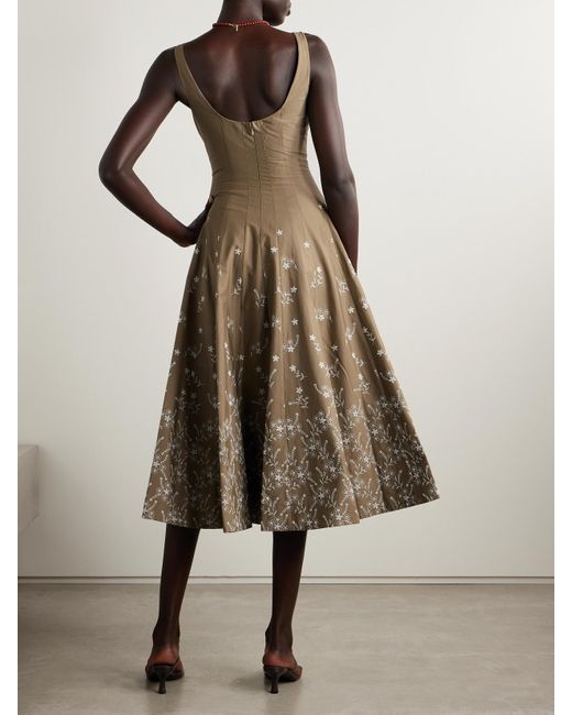 Staud Natural Wells Midikleid Aus Popeline Aus Einer Baumwollmischung Mit Stickereien Und Falten