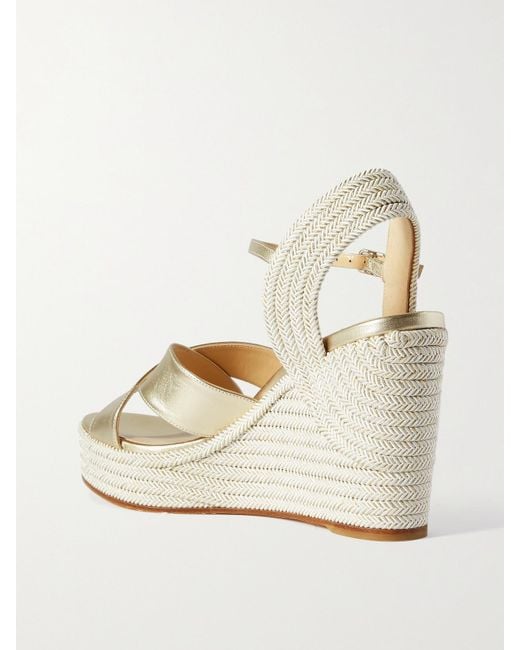 Jimmy Choo Natural Dellena 100 Espadrille-Wedges Aus Metallic-Leder